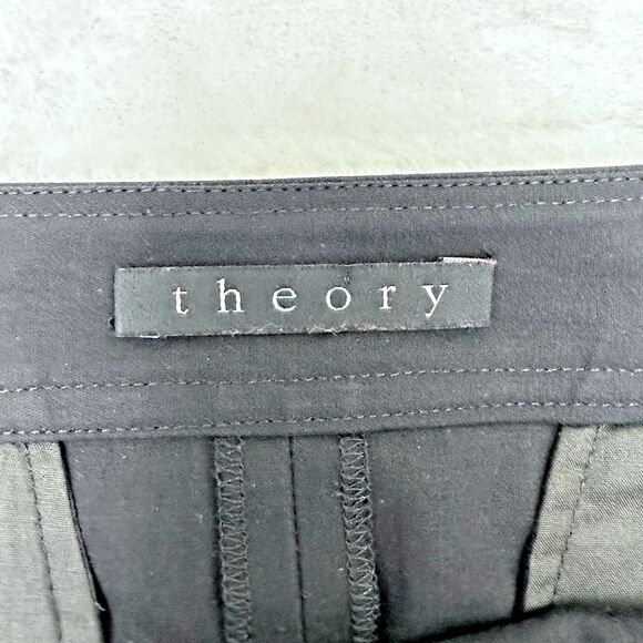 Theory Womens Black Cotton A-Line 4-Pockets Knee Length Skirt Sz 8 - Picture 8 of 11